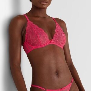 AGENT PROVOCATEUR Pink Lace & Tulle Underwire Bra - Women’s Size 32C - New